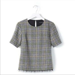 Banana Republic Gray Plaid Tweed Blouse L